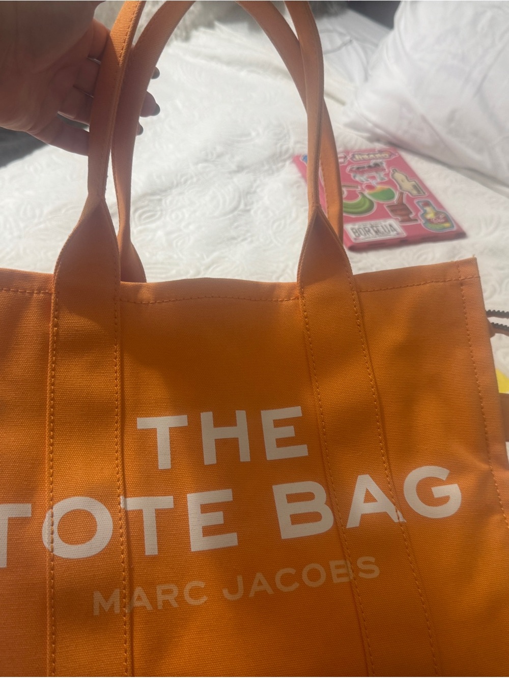 Marc Jacobs Orange Canvas 'The Tote Bag' with White Logo